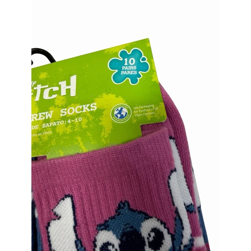 disney stitch 10 pairs womens shortie crew socks size 4-10